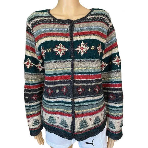 VTG Wool/Silk blend Floral knit Women Sweater Sz S by David Brooks Cottagecore - Picture 1 of 4